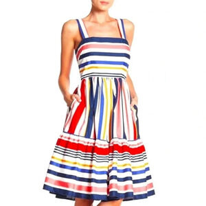 Vince Camuto Ruffle Hem Nautical Candy Stripe Sun Dress